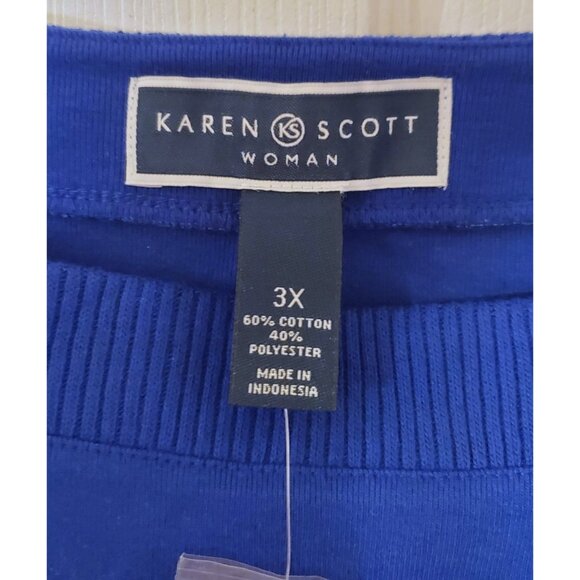 KAREN SCOTT WOMAN RIB BOATNECK SWEATER BRIGHT BLUE SIZE 3X NWT - Picture 3 of 6